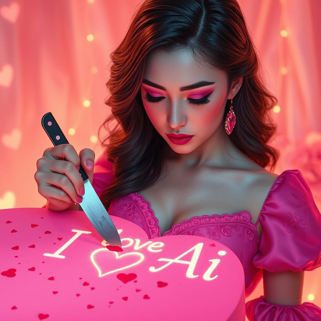 Fantastical Valentine's Day Goddess Carves Love Message with...