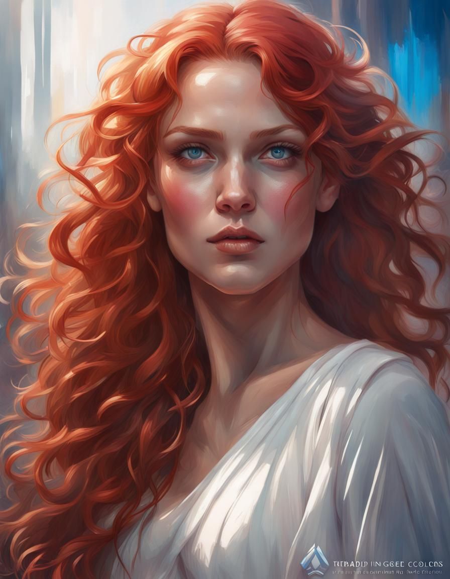 Red-Haired Woman Portrait in Hyperdetailed Style