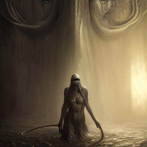 Kelpie in Shadows: Hyperrealistic Oil Painting