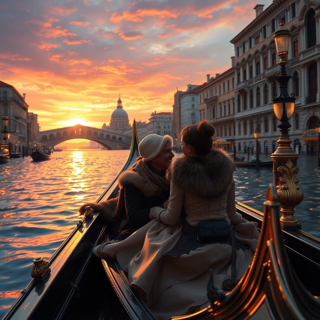 Romantic Venice Evening on the Grand Canal in Impressionist ...
