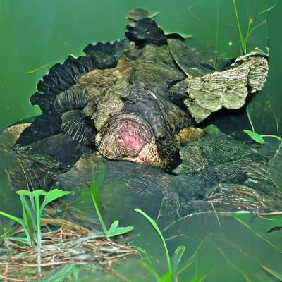 Alligator Snapping Turtle Hibernation Scene