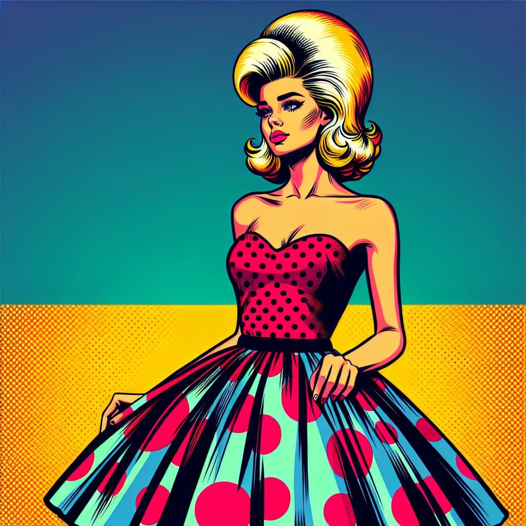 Blonde in Poodle Skirt: A Pop Art Rendition