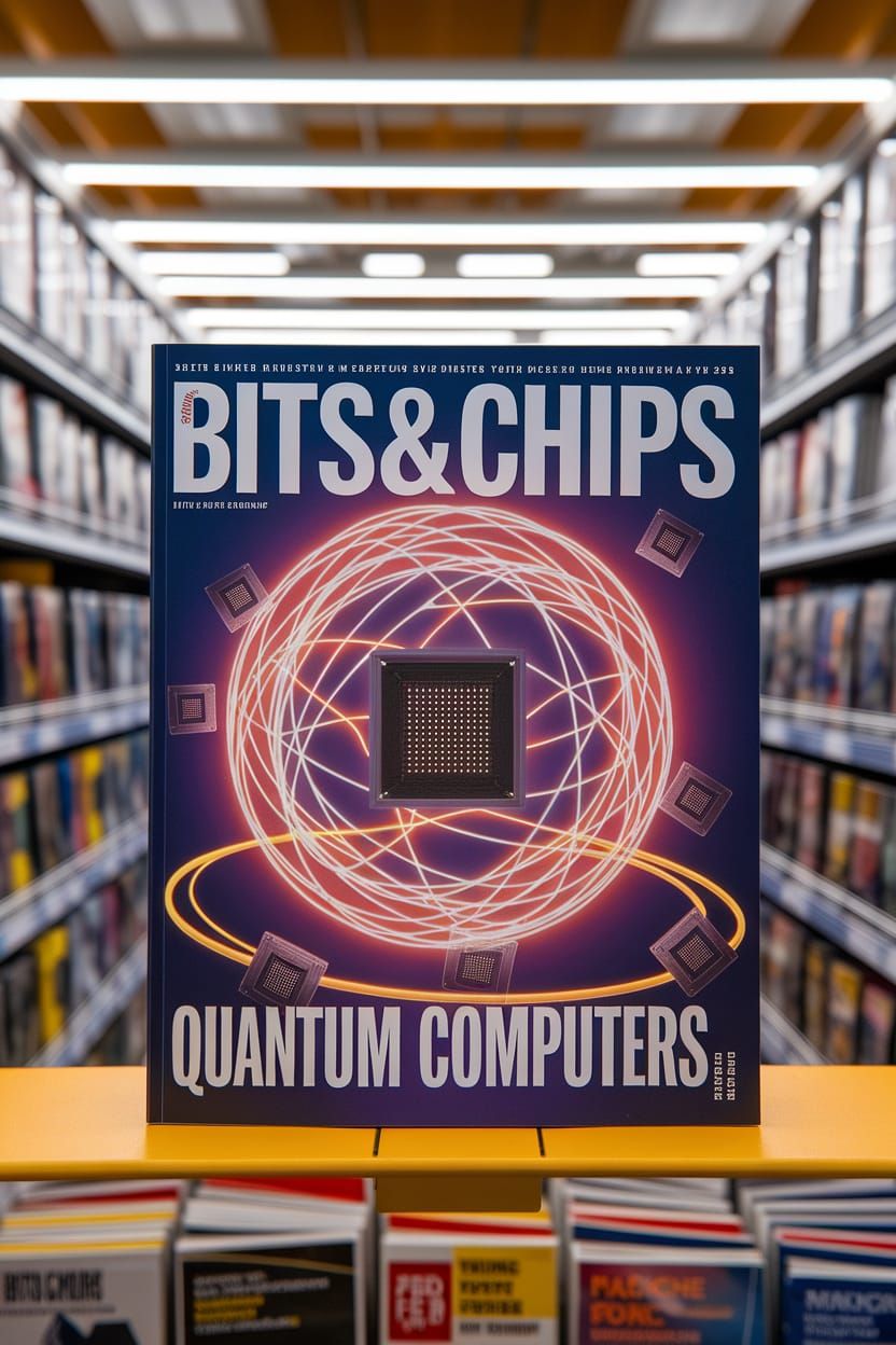 Tech Magazine Cover Featuring Quantum Computers