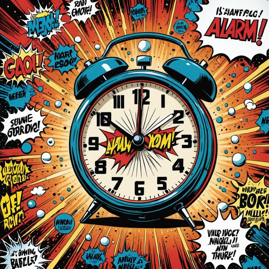 Alarm Clock Onomatopoeia in Comic Book Style