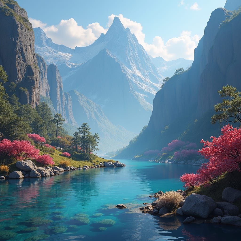 Fantasy River Landscape in Detailed Matte Painting