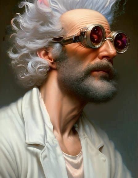 Mad Scientist Portrait in Oil Painting Style