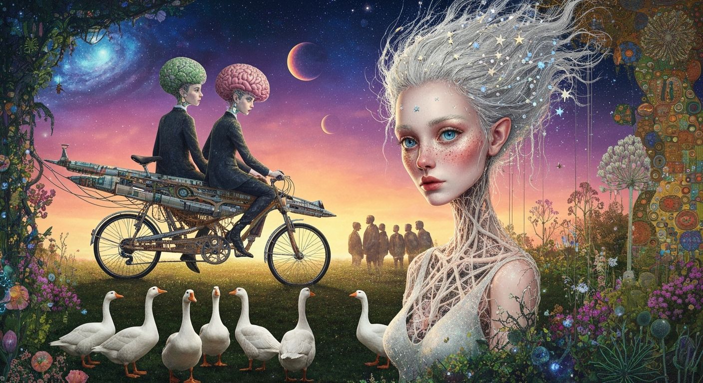 Ethereal Figures Compose Surreal Poems in Celestial Labyrint...