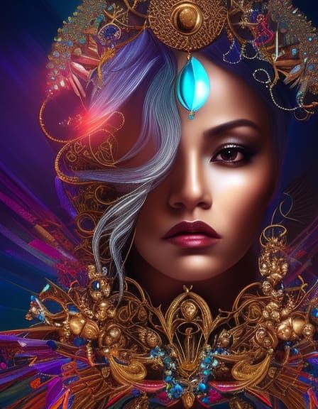 Goddess of Light: Elaborate Collage Illustration