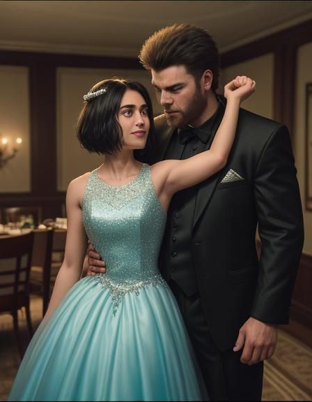 Muscular Tomboy in Prom Dress: Cinematic Film Still