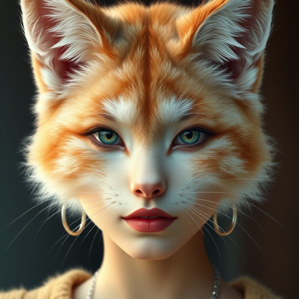 Stunning Neko Woman Portrait in Photorealistic Style