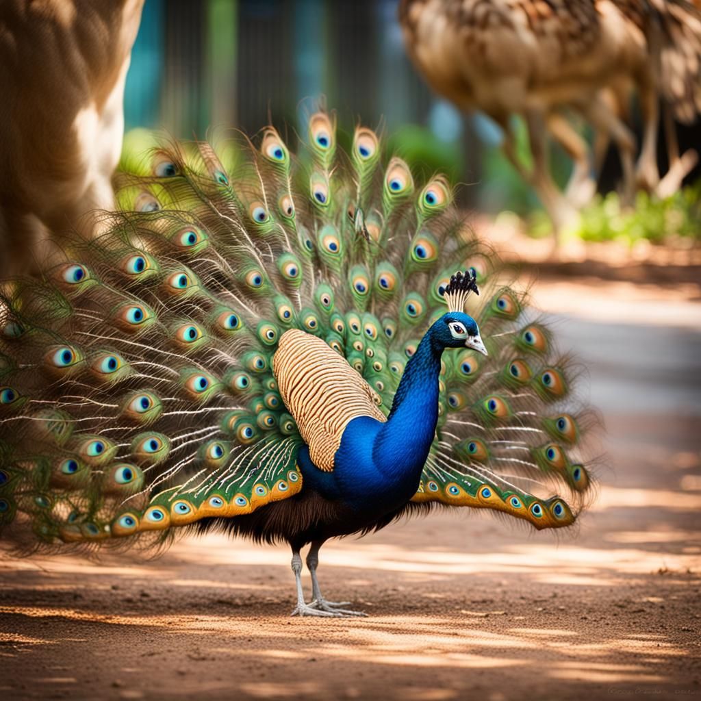 Peacock Courtship of White Peahen: Professional Photography