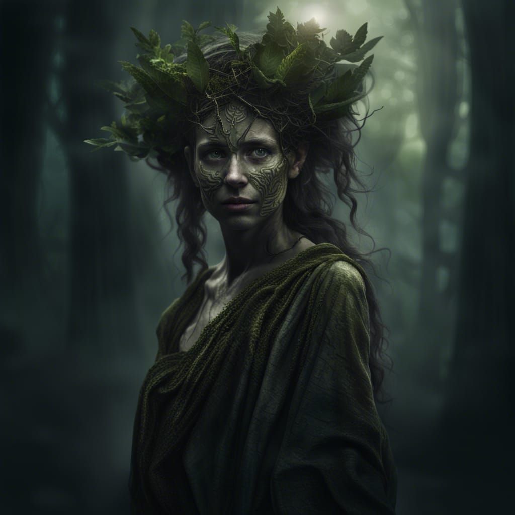 Forest Dryad Portrait in Rembrandt Style