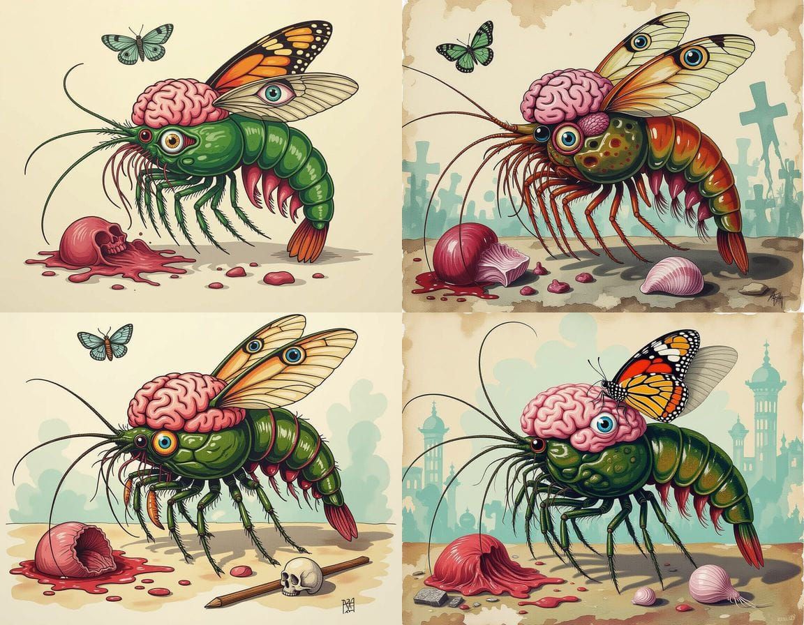 Bizarre Sumatran Horror Hybrid in Mixed Media Style