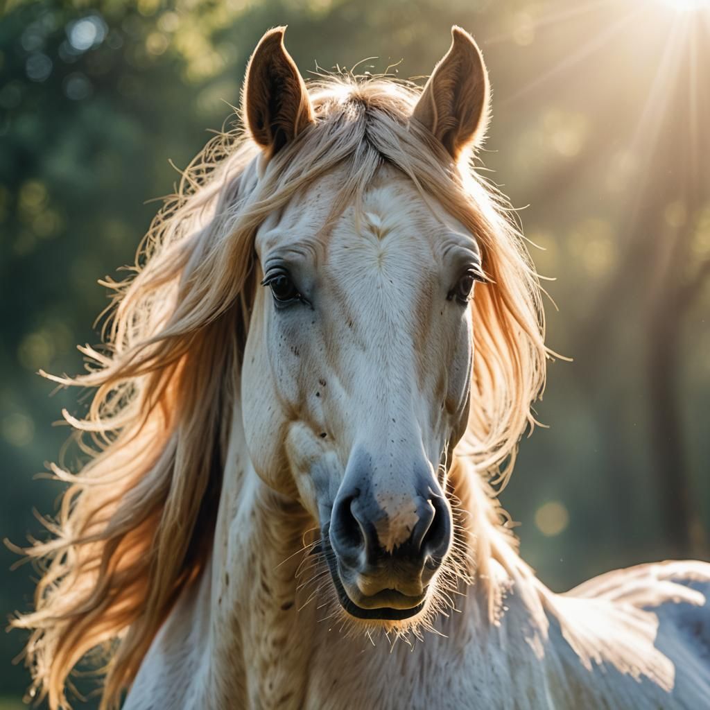 Ethereal Portrait of a Divine Horse in Golden Light