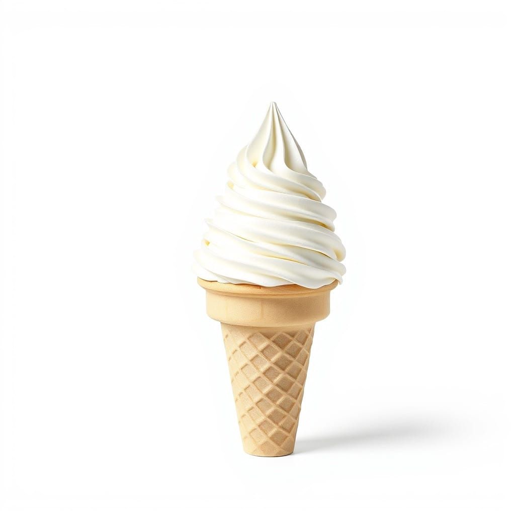 Surreal White Ice Cream Cone, Rendered in Photorealistic Hyp...