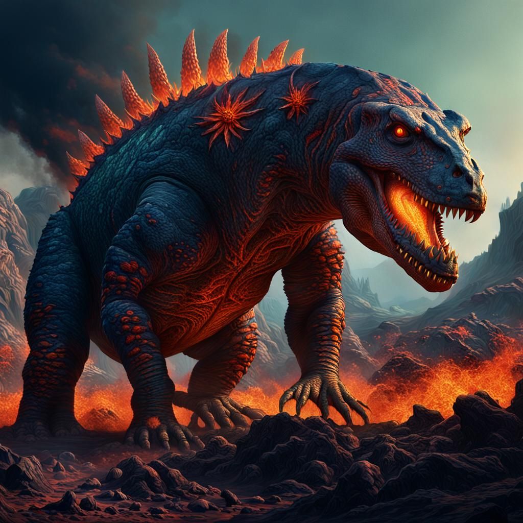 Towering Biomechanical Horror in Apocalyptic Landscape