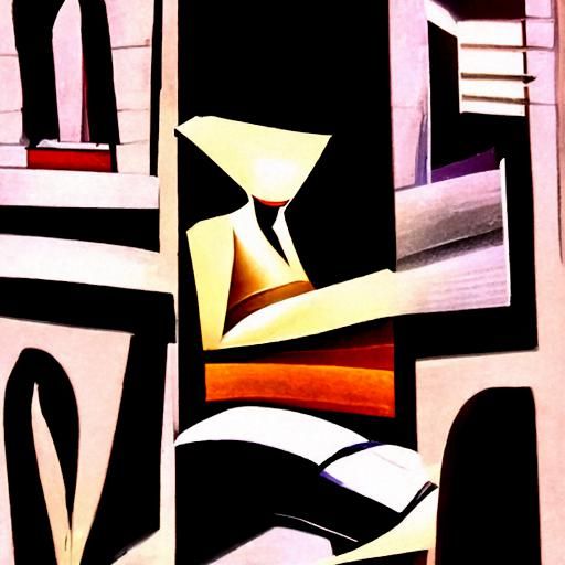 Las Vegas Night in Abstract Cubism Style