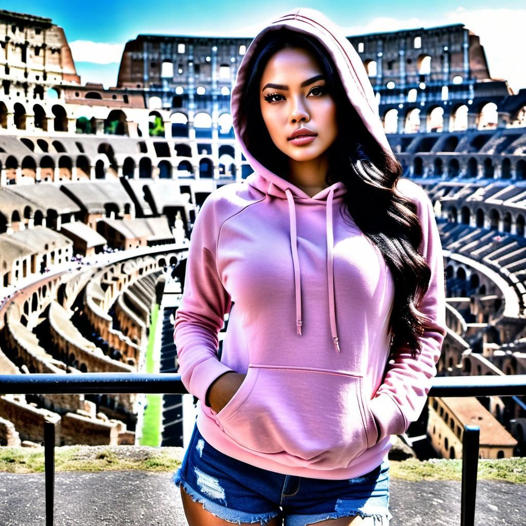 Indonesian Woman in Rome near Colosseum