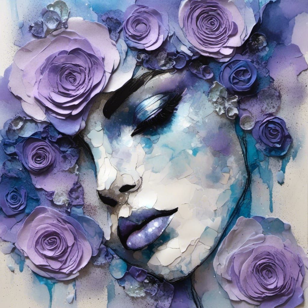 Floral Illusion: 3D Woman's Face in Watercolor Style
