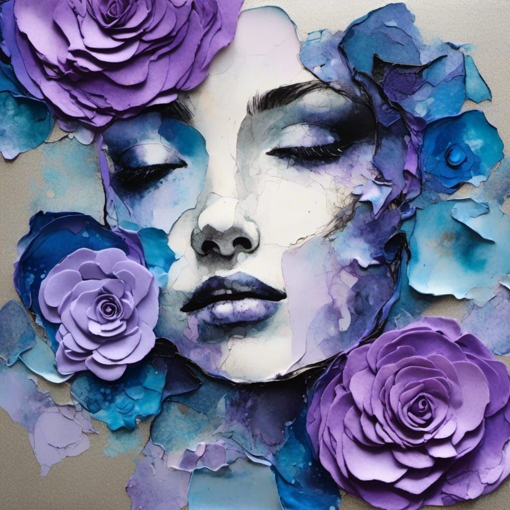 Floral Woman Face in 3D Modern Art Style