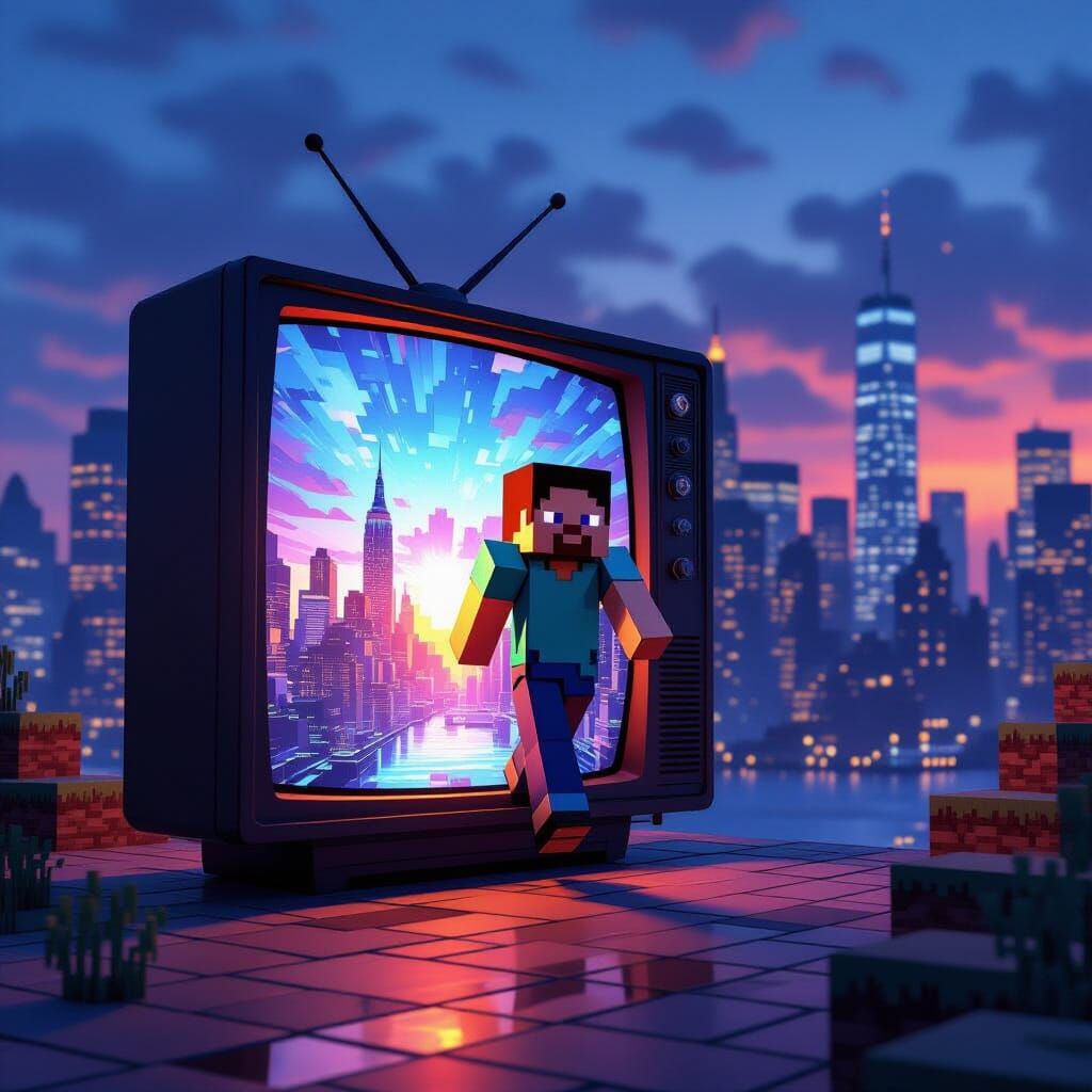 Steve Enters NYC & Minecraft World Via TV