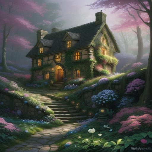 Ethereal Fantasy Cottage on Colossal Cliff