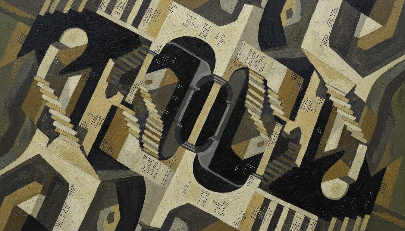 Cubist Architecture of Ascending and Descending in Dutch Ang...