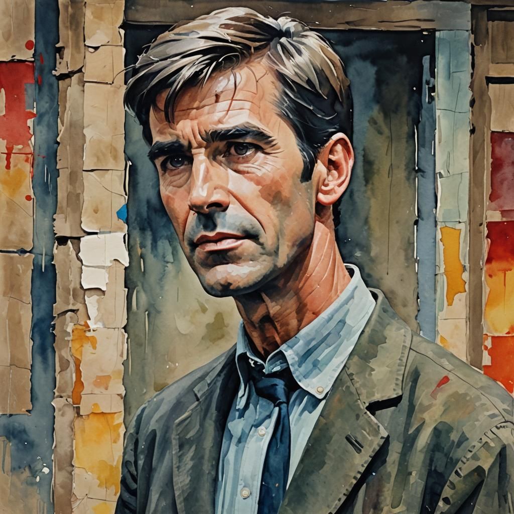 Anthony Perkins as Norman Bates in Gouache Style