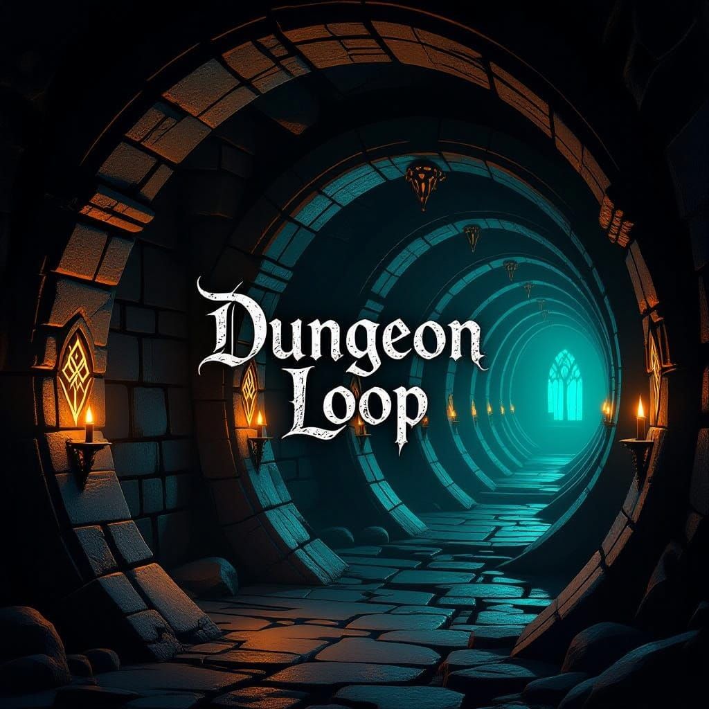 Dark Fantasy Dungeon Hallway with "Dungeon Loop" Title