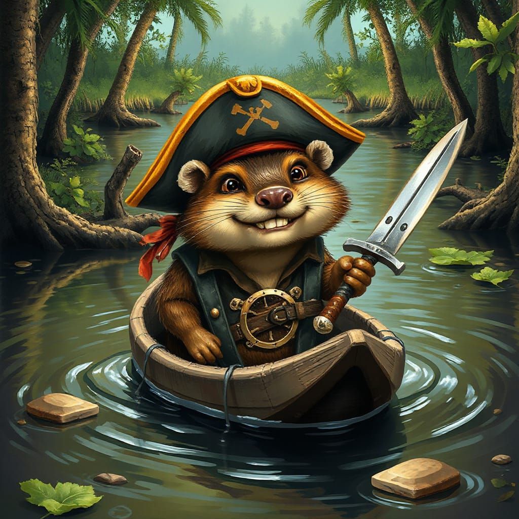 Mischievous Muskrat in the Marsh