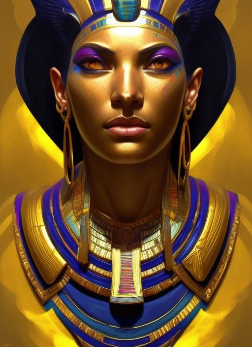Egyptian God Ra Portrait in Digital Art Style