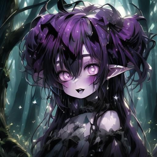 Eerie Anime Vampire Fairy Flying Through Forest