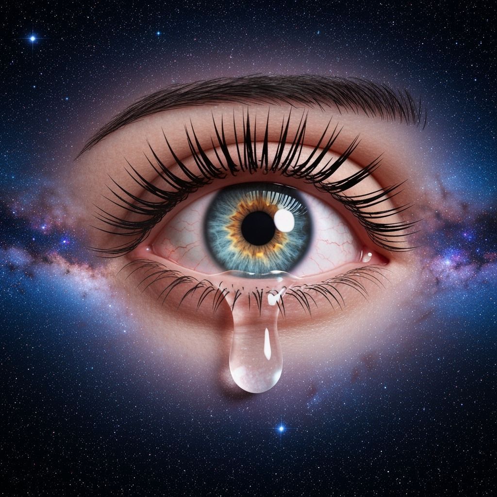 Eye Crying a Tear in Starry Milky Way