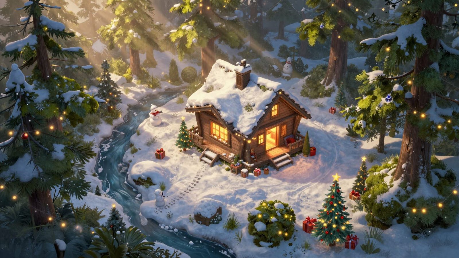 Cozy Dota 2 Winter Cabin with Christmas Lights