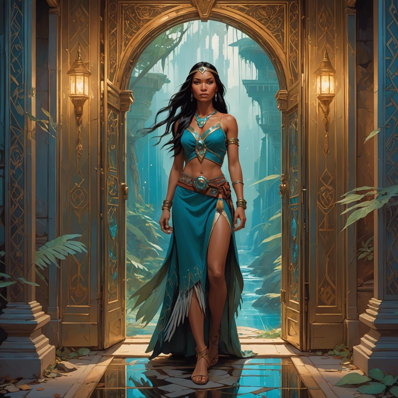 Pocahontas Shatters Glass in Hyperdetailed Comic Art