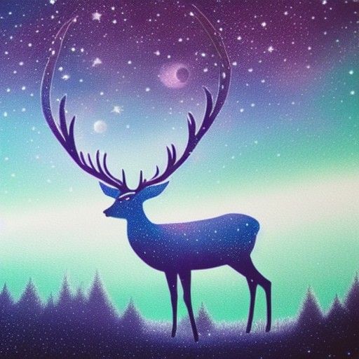 Astral Deer in Silver Forest