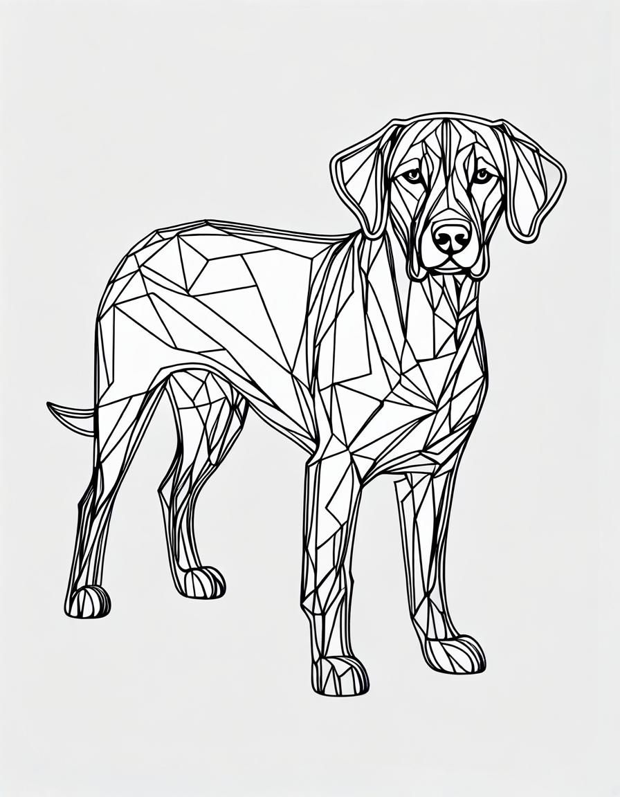 Intricate Continuous Line Drawing of a Dog in Minimalistic S...