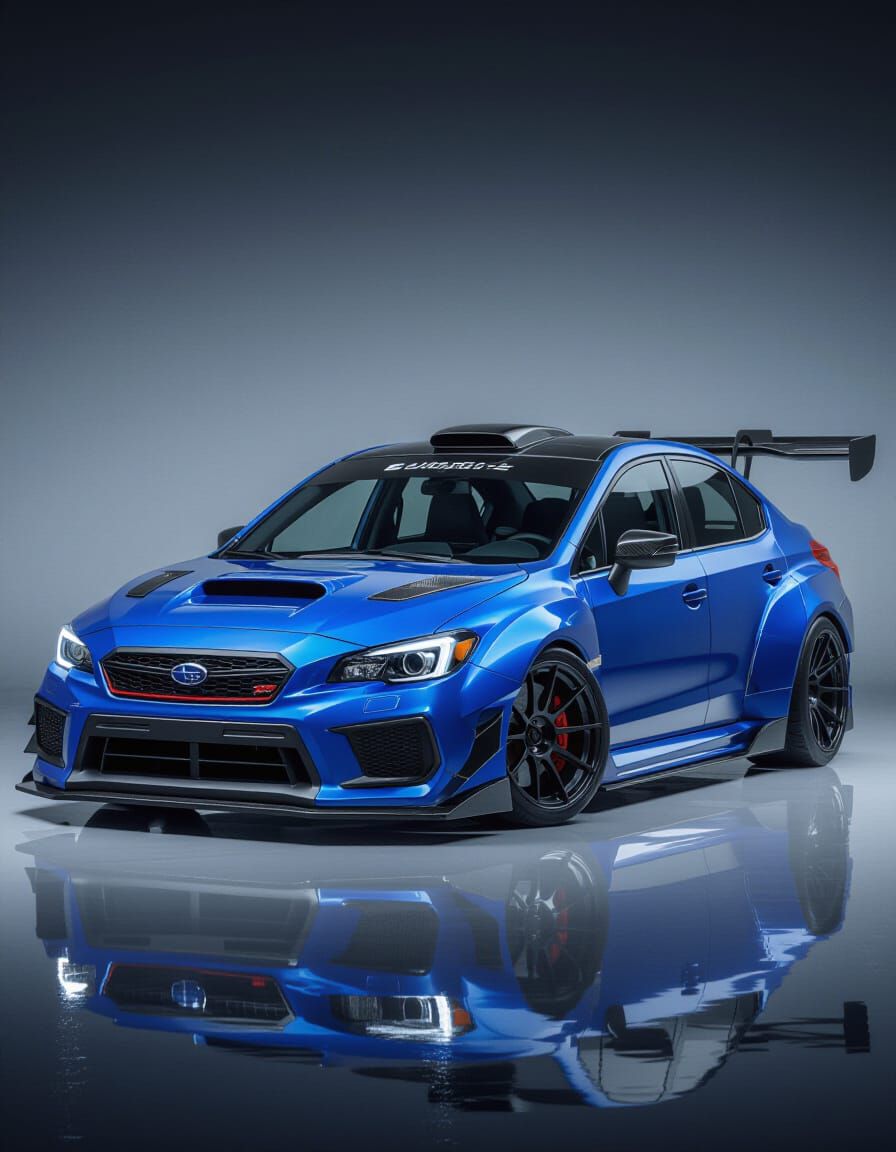 Modified Subaru Sports Car in Blue Metallic