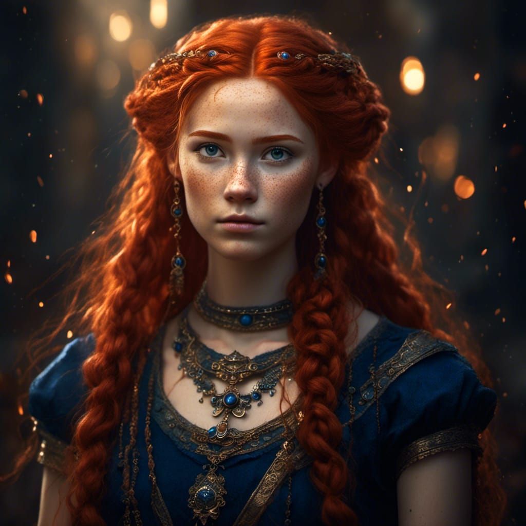 Braided Redhead in Dark Fantasy Style