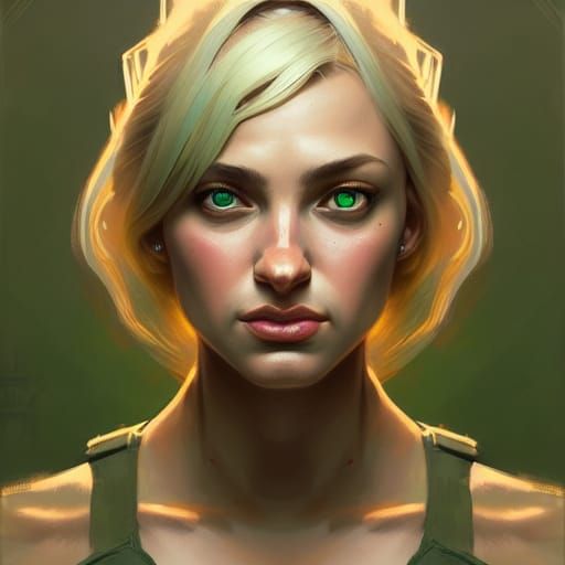 Blonde Soldier Portrait in Detailed Comic Book Art