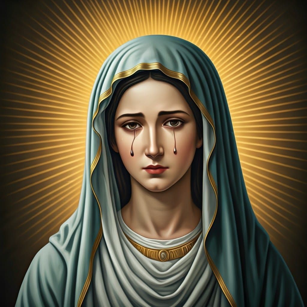 Mother Mary in a Gothic Horror Art Style