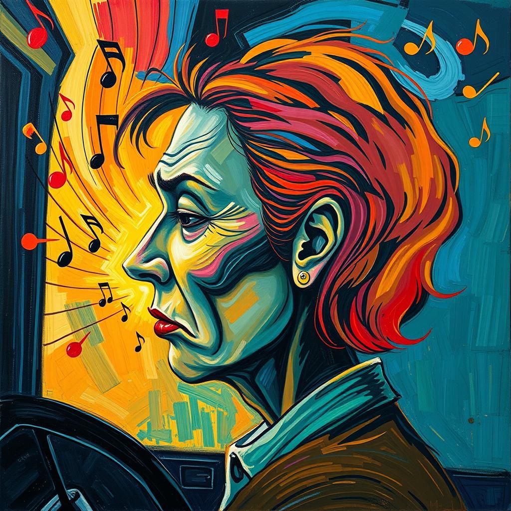 Bus Driver Portrait in Neo-Impressionist Style