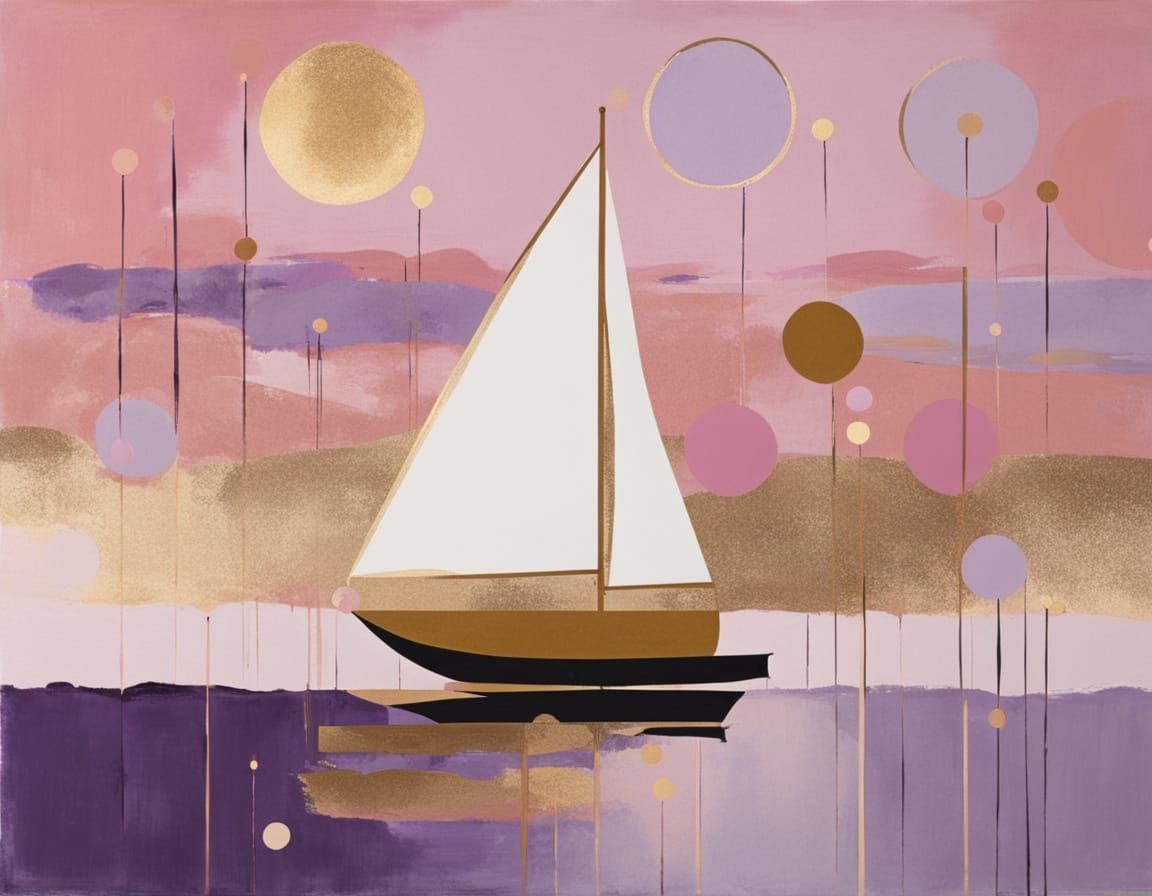 Ethereal Sailboat in Vibrant Abstraction