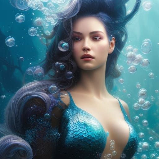 Mermaid Portrait in Detailed Fantasy Art Style