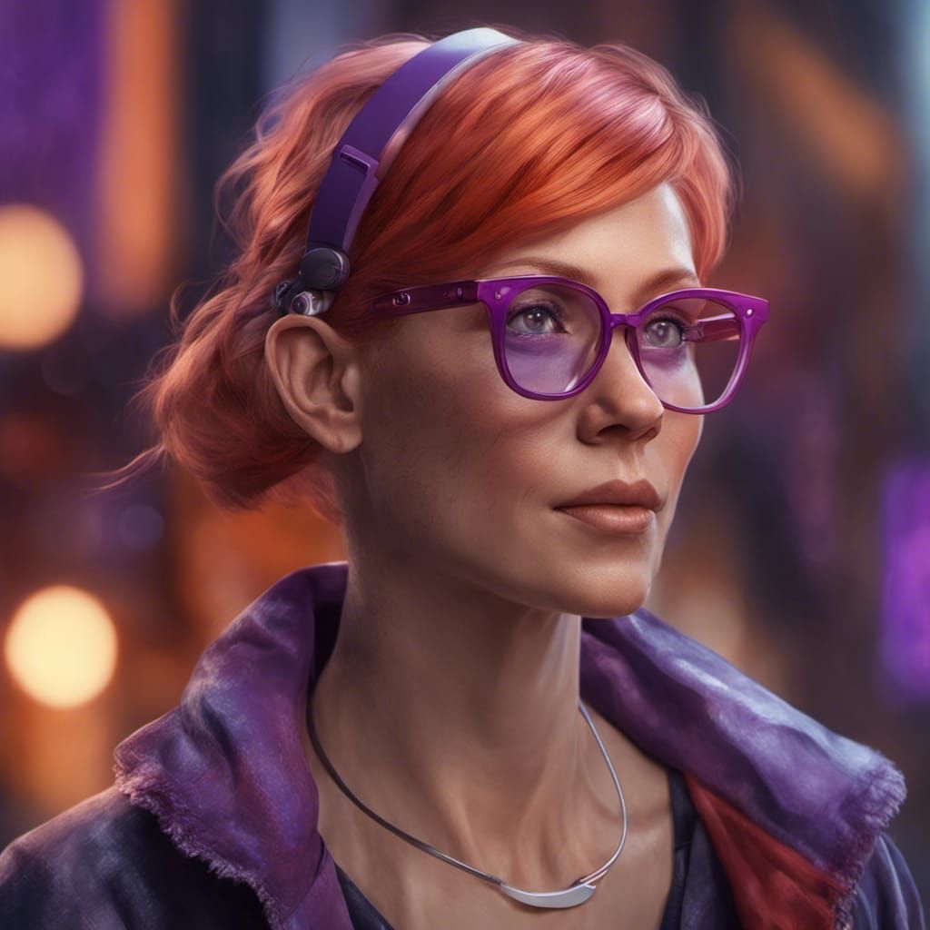 Detailed Portrait of Woman with Hearing Aids