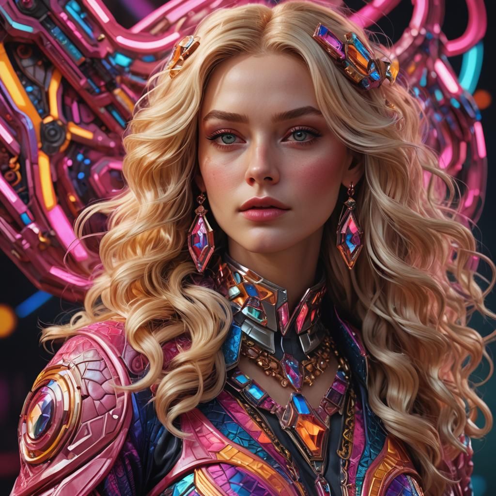 Futuristic Woman in Hyperrealistic Digital Portrait