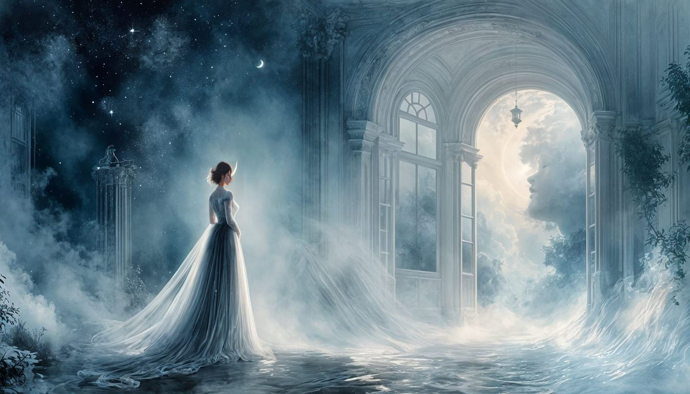 Surreal Starscape with Cyborg Beauty in Dreamlike Haze