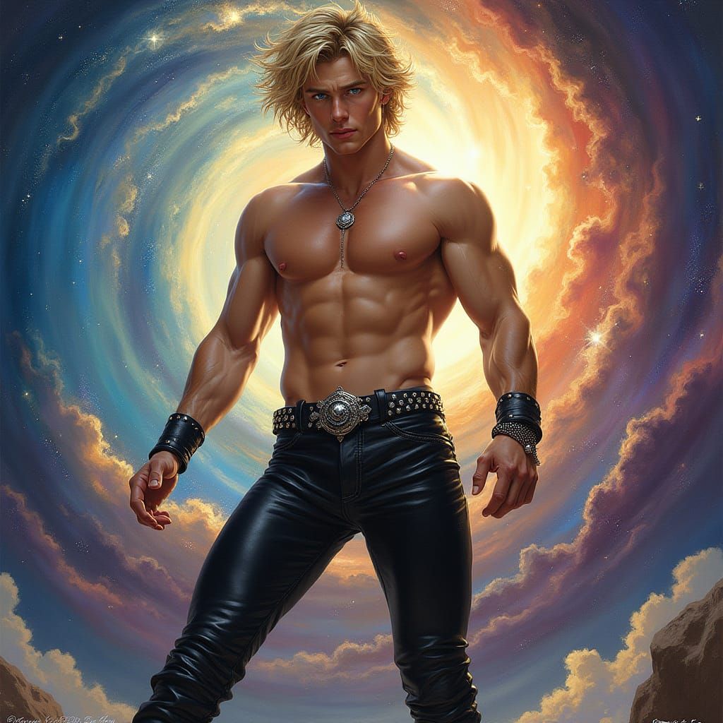 Cosmic Energy Radiating from Muscular Man