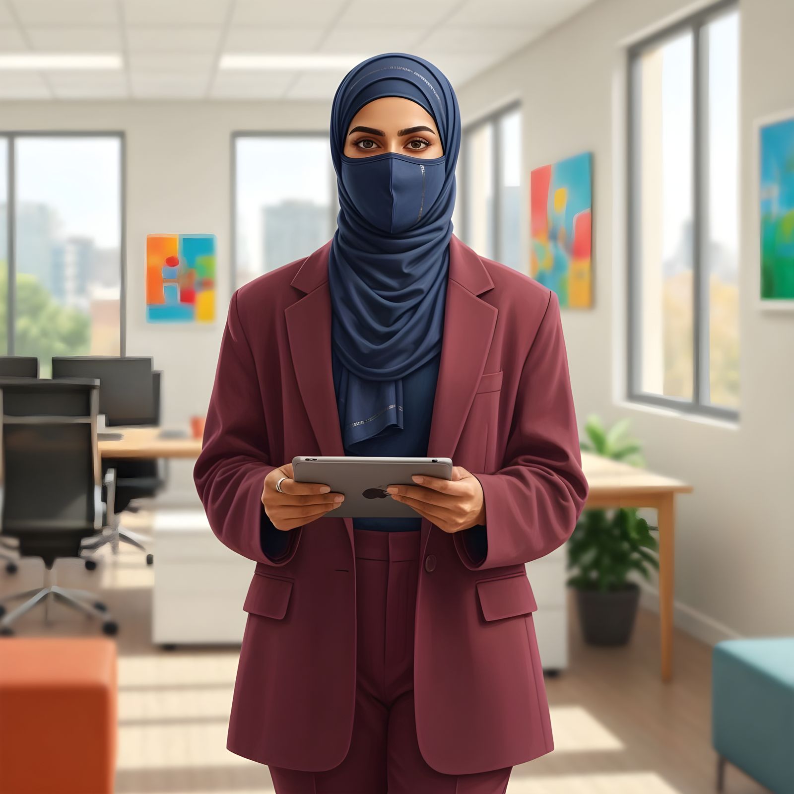 Confident Hijabi Business Woman in Modern Office