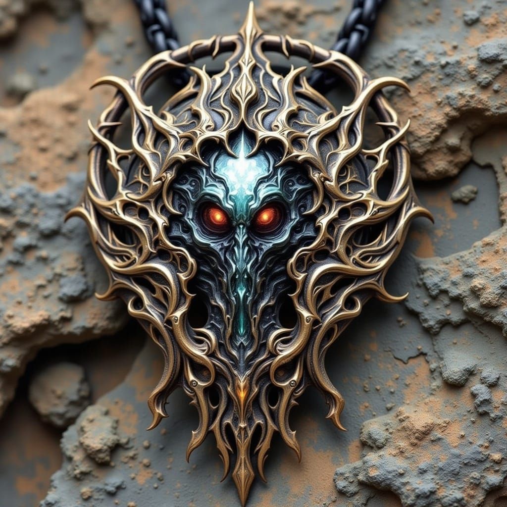 Alien Extraterrestrial Twisted Metal Amulet